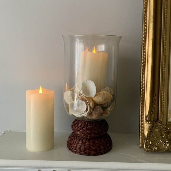 Vase clear with rattan with shells home decor Boho‎ home decor - Picture 2 of 7